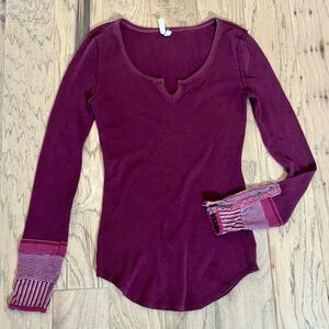 Free People We the Free Maroon Long Sleeve Top, size M